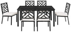 Crosley Furniture Locke 7-Piece Outdoor Dining Set for 6, Patio Table and Chairs for Backyard, Deck, Matte Black with Creme Cushions