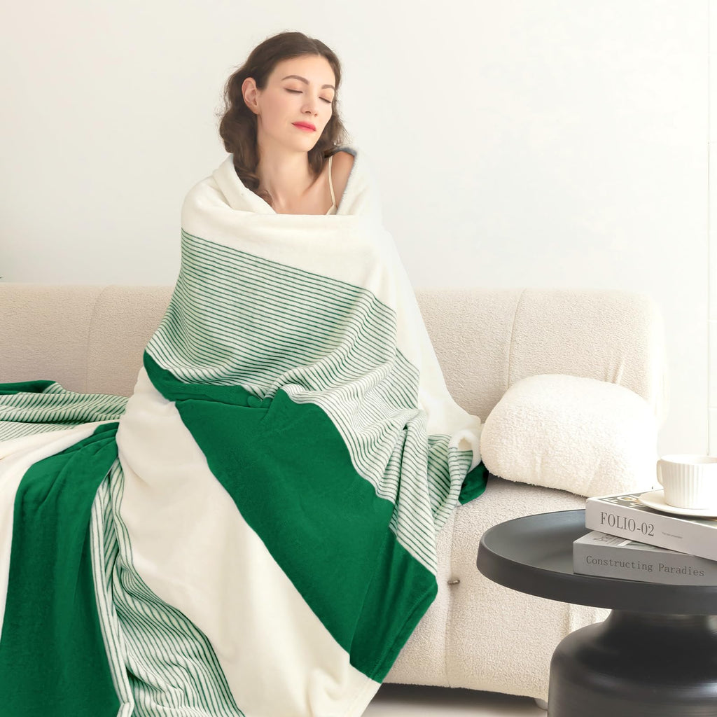Homelike Moment Fleece Throw Blanket For Couch, Green Soft Fluffy Blankets Throws, Fuzzy Cozy Plush Flannel Blanket For Sofa, Co
