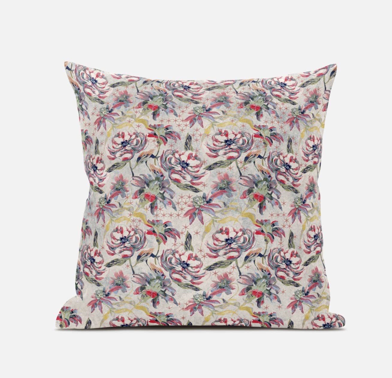 HomeRoots Red Gold 16' Pink Yellow Roses Zippered Suede Throw Pillow