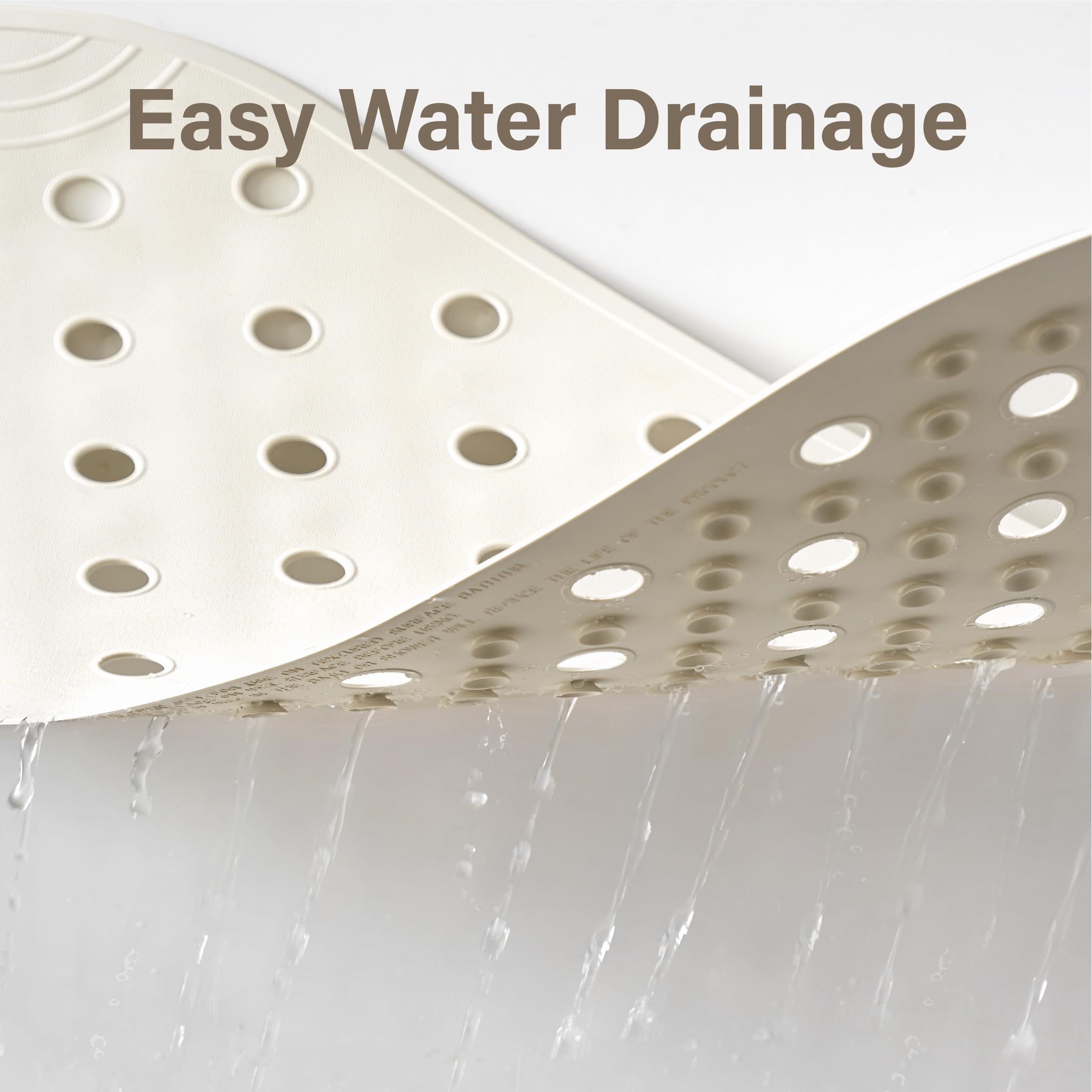 Selfsuite Rubber Bathtub Mat Shower Mat Non-Slip, 31X14 Inch, Bath Tub Floor Mat With Suction Cups And Drainage Holes, Ivory Whi