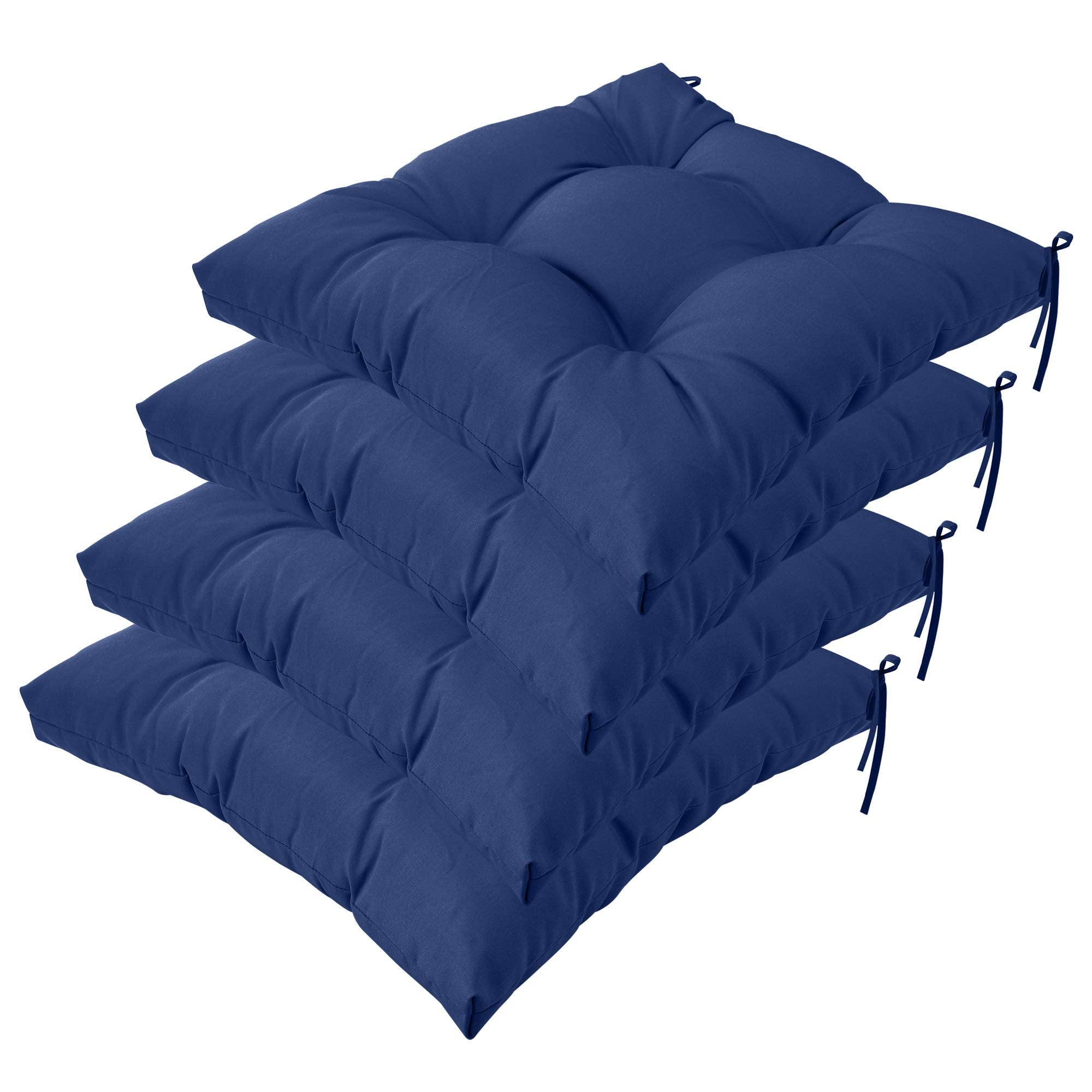Qilloway Indoor/Outdoor Square Seat Patio Cushion - 19-Inches,Pack Of 4 (Navy)