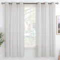 Bgment Light Grey Sheer Curtains 63 Inch Length For Bedroom, Grommet Light Filtering Semi Sheer Window Drapes Casual Textured Pr