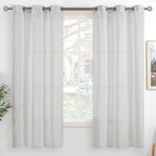 Bgment Light Grey Sheer Curtains 63 Inch Length For Bedroom, Grommet Light Filtering Semi Sheer Window Drapes Casual Textured Pr