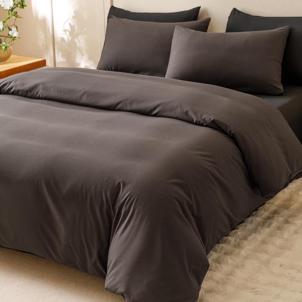 Clothknow Brown King Size Comforter Set 3Pcs Dark Brown Bedding Comforter Sets Mocha Coffee King Comforter Men Women Comforter All Season Lightweight Comforter King