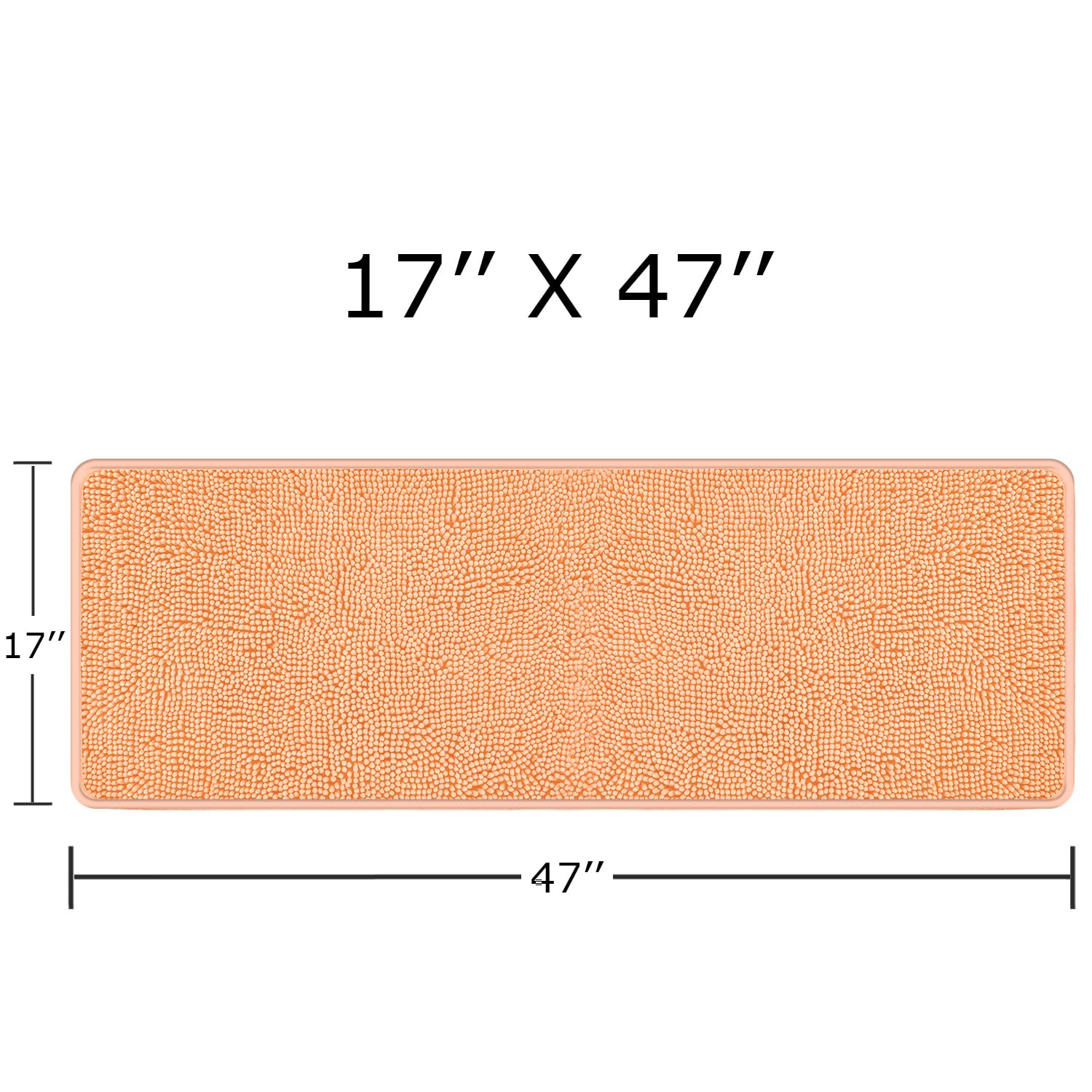 Pureswan Peach 47 X 17 Bathroom Rugs - Absorbent And Washable Bath Mat, Non-Slip, Thick Soft Chenille Bath Rugs For Bathroom Flo