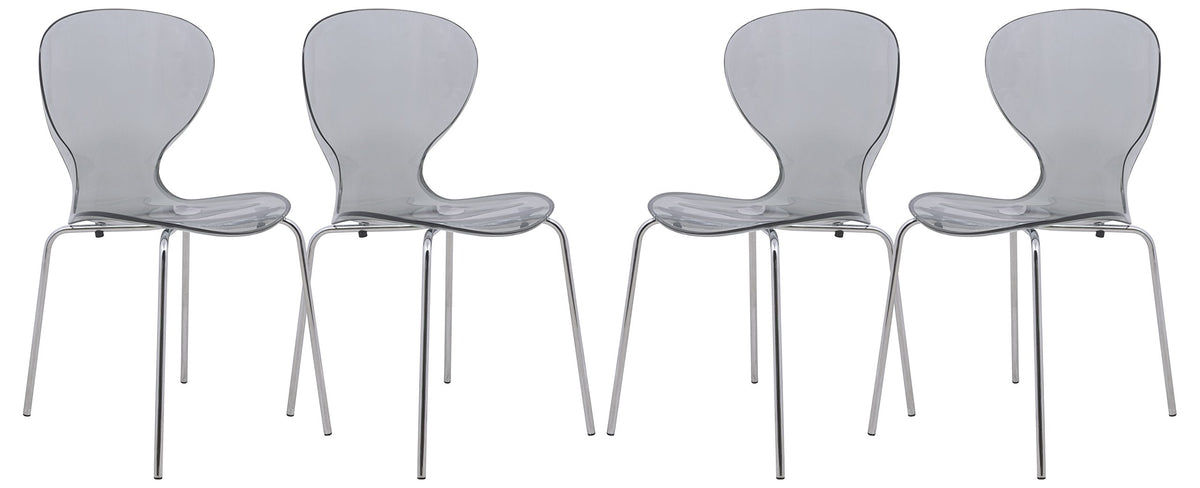 Leisuremod Carson Mid-Century Dining Side Chairs, Set Of 4 (Transparent Black)
