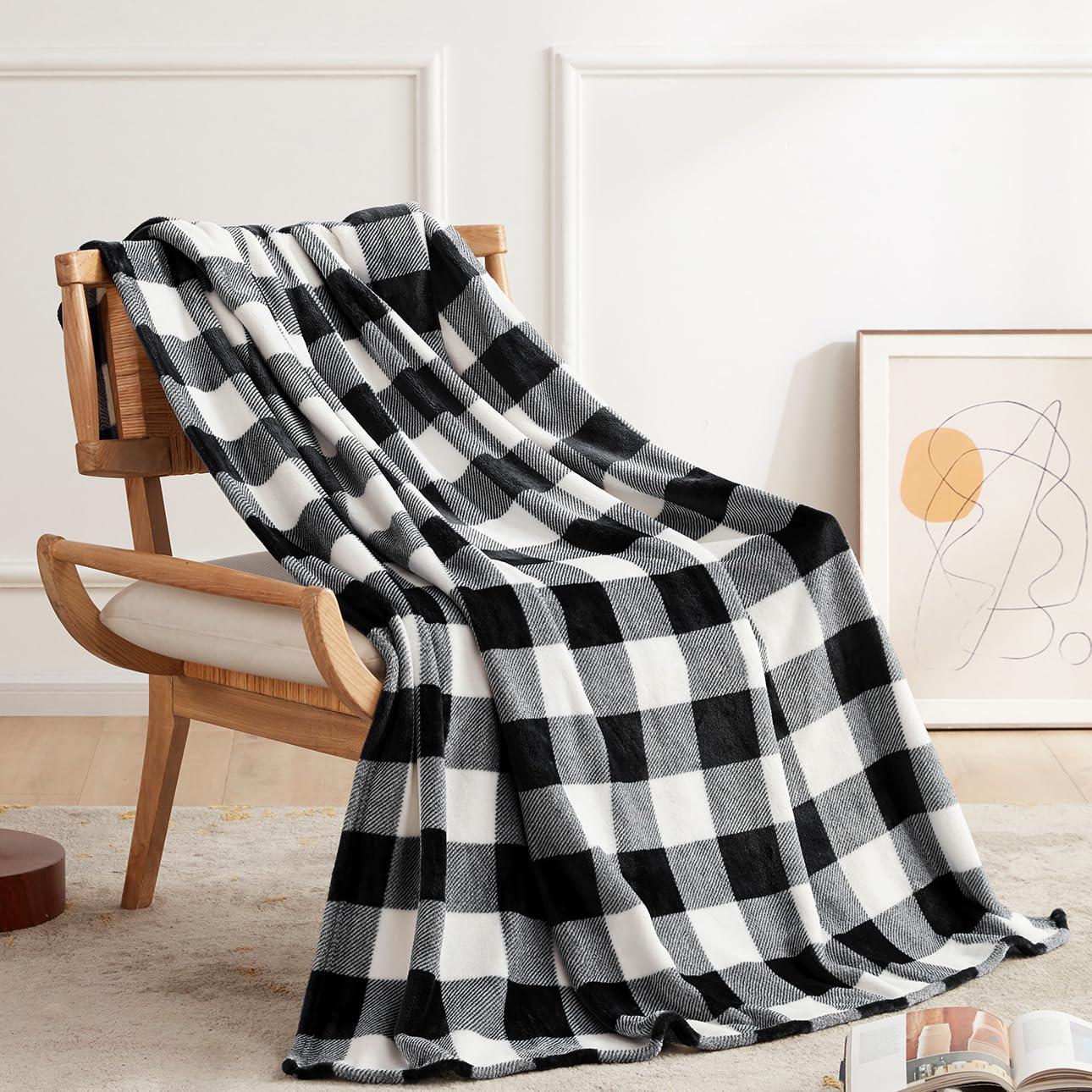 Touchat Fleece Blanket Twin Size, Buffalo Plaid Flannel Blanket For Couch Sofa Bed, 60' X 80' Super Soft Warm Fuzzy Plush Blan