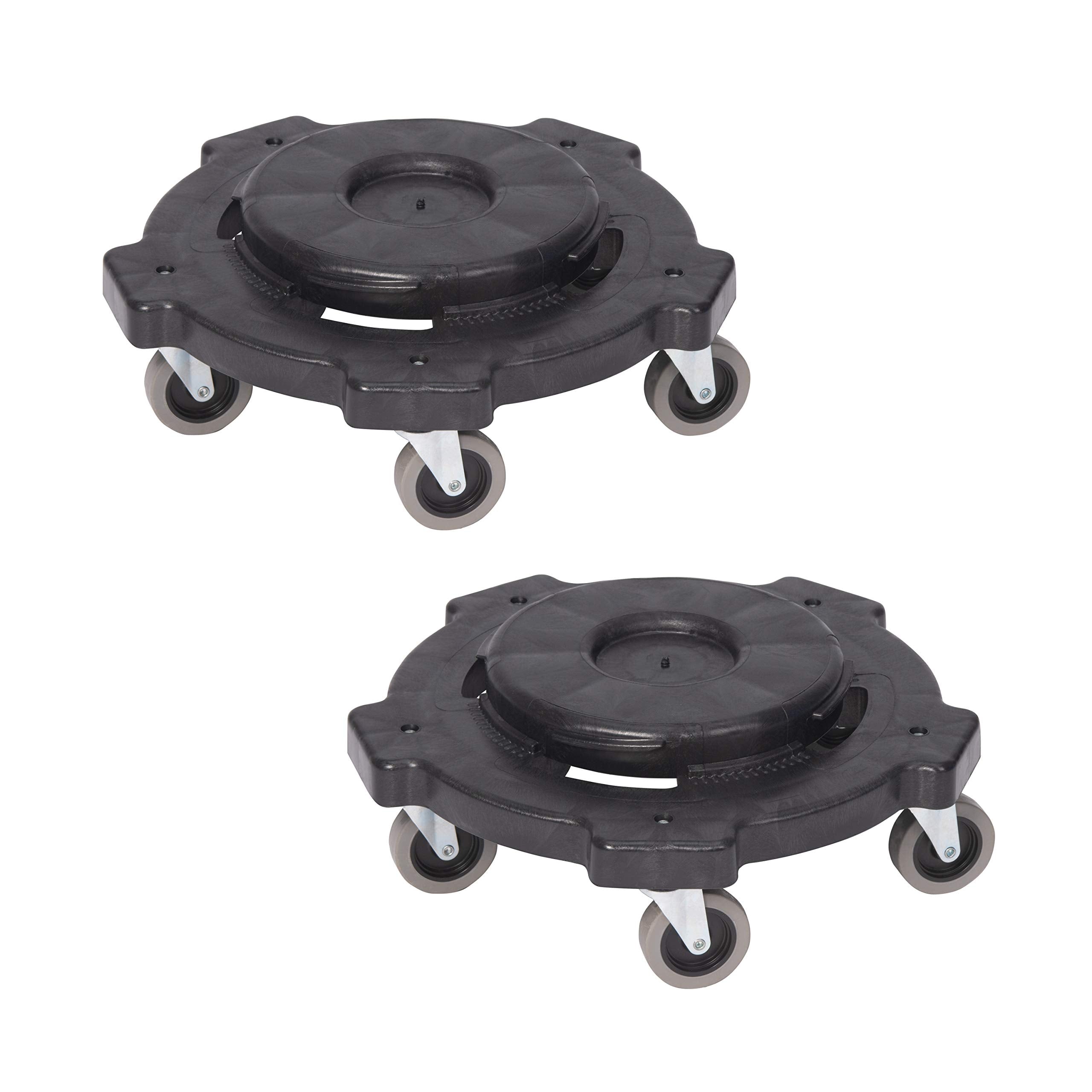 Amazon Basics - Dolly To Fit 32, 44 & 55 Gallon Round Containers, Twist On/Off, 2-Pack, 18.25, Black (Previously AmazonCommercia