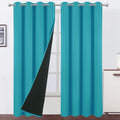 LEMOMO 100% Blackout Curtains 52 x 84 Inch/Teal Curtains 2 Panels with Black Lining Room Darkening Thermal Insulated Bedroom Cur