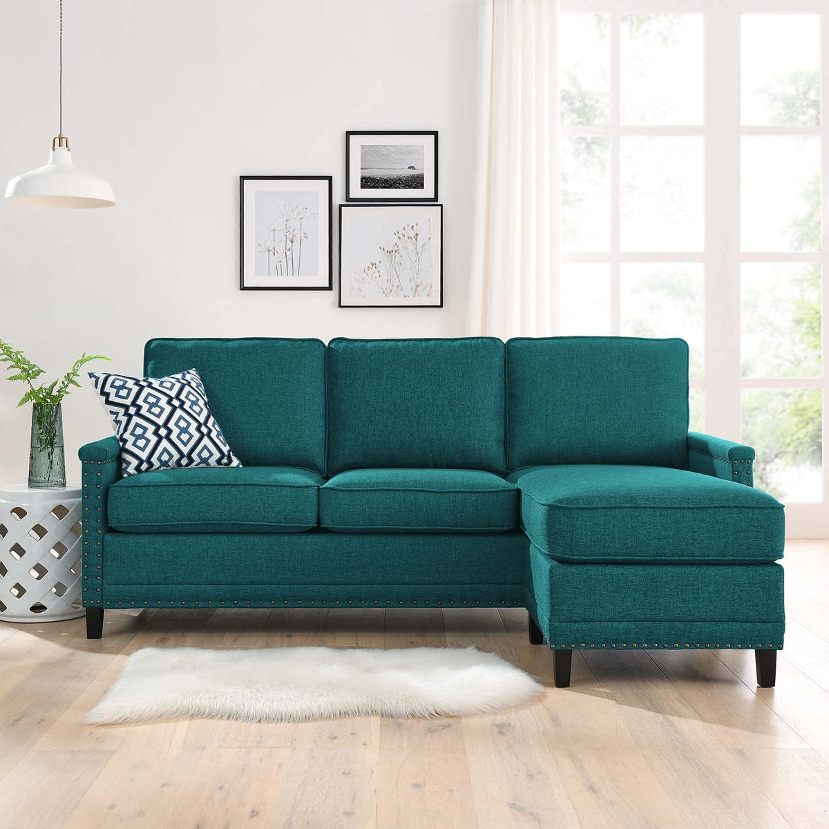 Modway Ashton, Sectional Sofa, Teal