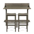 Christopher Knight Home Caribbean Outdoor Acacia Wood Balcony Bar Set, 3-Pcs Set, Grey Finish