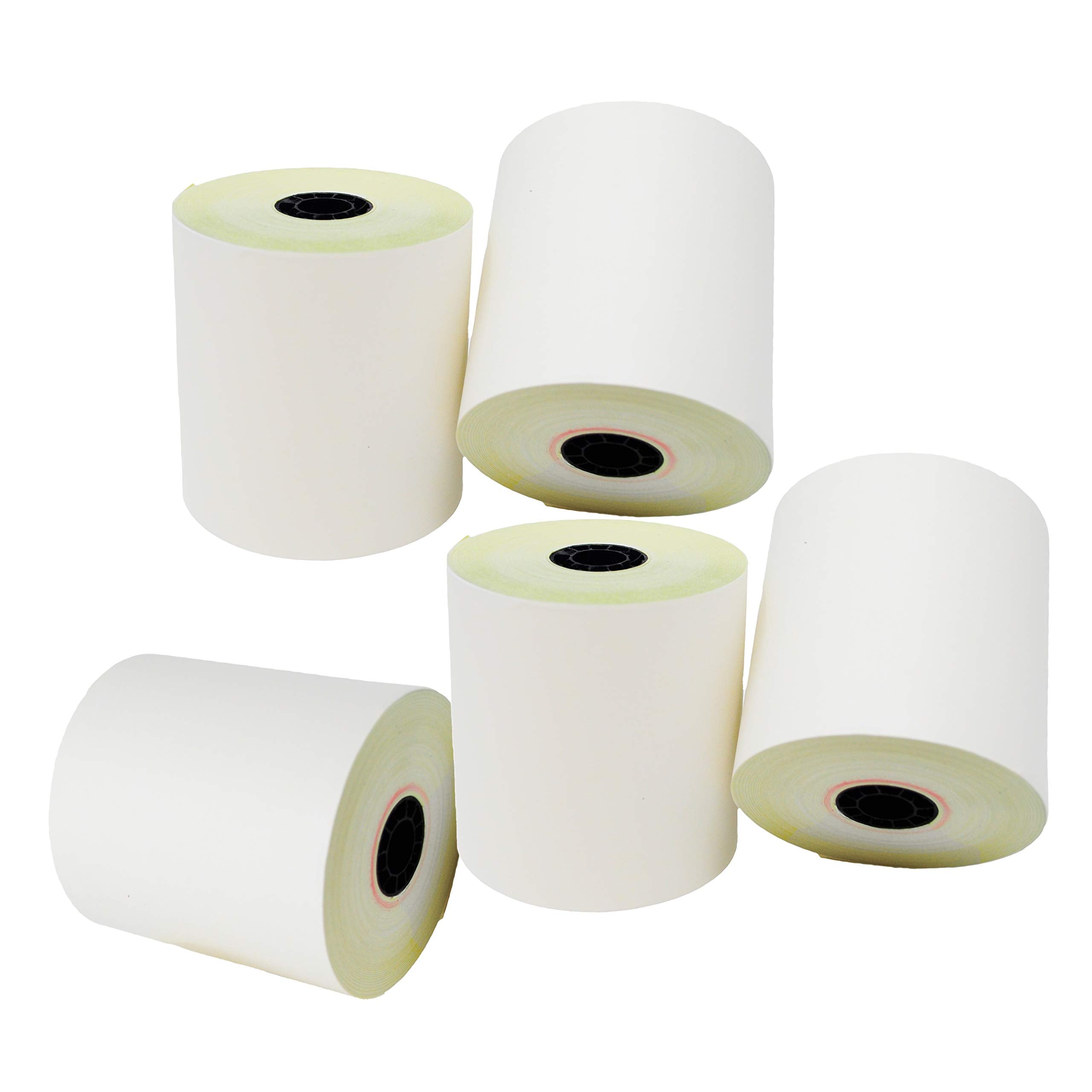 (5 Rolls) 3' X 90' White/Canary 2 Ply Carbonless Kitchen Printer Paper Cash Register Receipt Rolls For Sp2000, Up389, 480, 220,