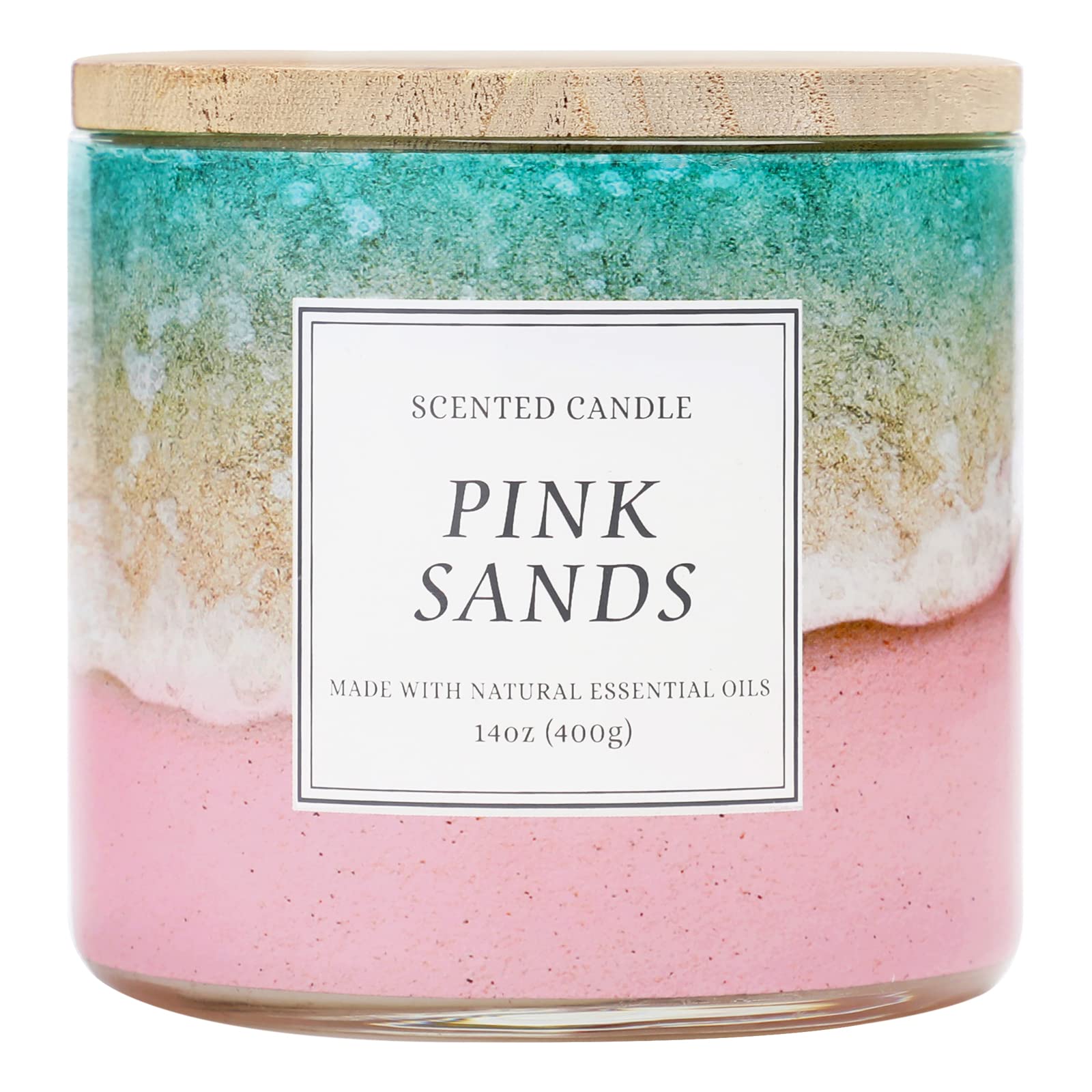 Candle Coastal Breeze Scented Candle, Natural Soy Wax with 3 Wicks Large Candle, Up to 40 Hours Burning Time,14 oz Candle Gift f