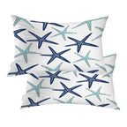 Baonews Coastal Nautical Pillow Covers, Coastal Nautical Starfish Repeat Pattern Navy Blue Lumbar 12 X 20 Inches Decorative Thro