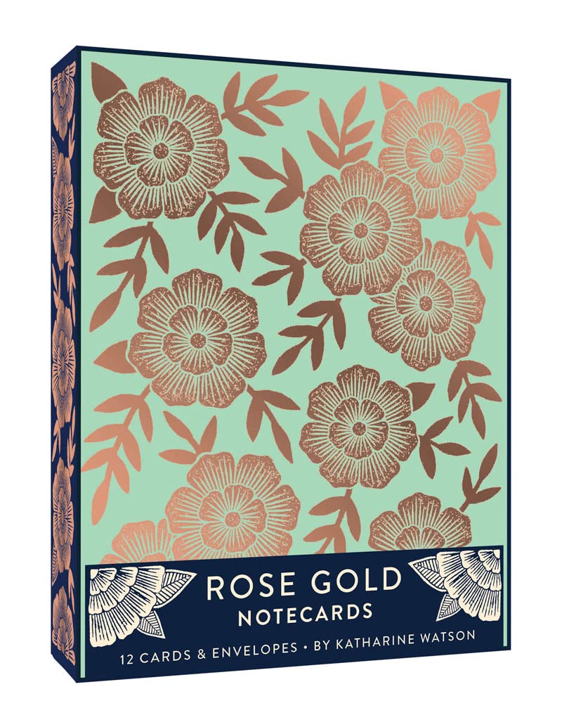 Rose Gold Notecards: 12 Foil-Stamped Cards & Envelopes (Gilded Rose Gold Stationery, Notecards And Envelopes With Blank Interior