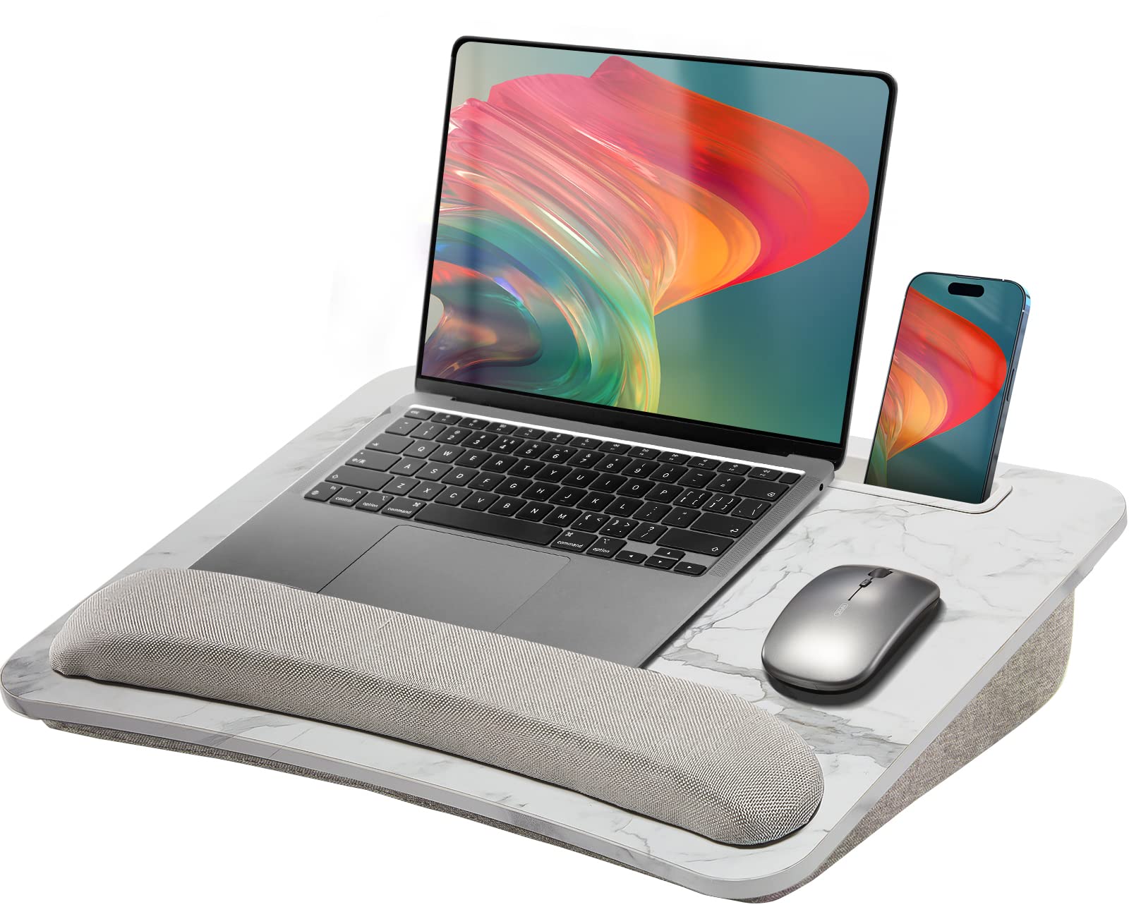 Huanuo Lap Laptop Desk - Portable Lap Desk With Pillow Cushion, Fits Up To 15.6 Inch Laptop, With Anti-Slip Strip & Storage Func