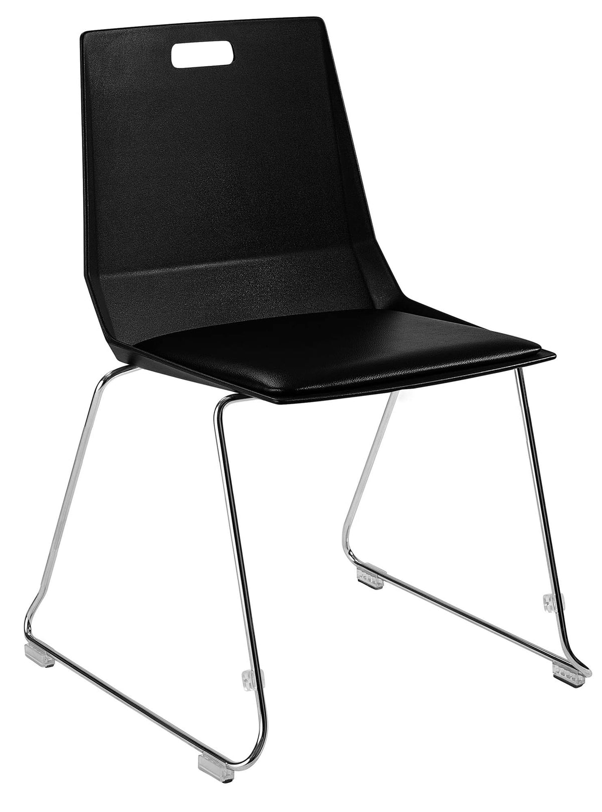 National Public Seating NPS LuvraFlex Stack Chair with Polypropylene Back/Padded Seat - Black/Black