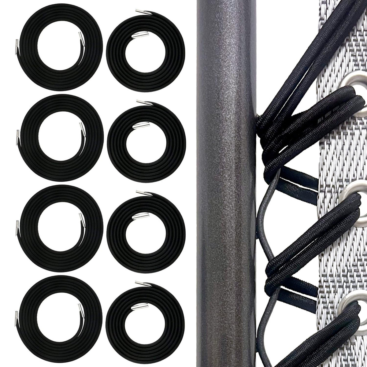 Ostlttyn Zero Gravity Chair Replacement Cord, 8 Pcs Durable Bungee Elastic Laces Replacement Cords For Zero Gravity Chair Lounge Chair Patio Recliner Lawn Chair Repair Kit, Black