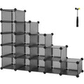 SONGMICS Shoe Rack, Space-Saving 15-Slot Plastic Shoe Storage Organizer Unit, Shoe Cabinet, Ideal for Entryway Hallway Closet Ga