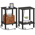 Tutotak End Table With Charging Station, Side Table With Usb Ports And Outlets, Nightstand, 2-Tier Storage Shelf, Sofa Table For Small Space, 1 Package (2Pcs), Charcoal Grey Tb01By041