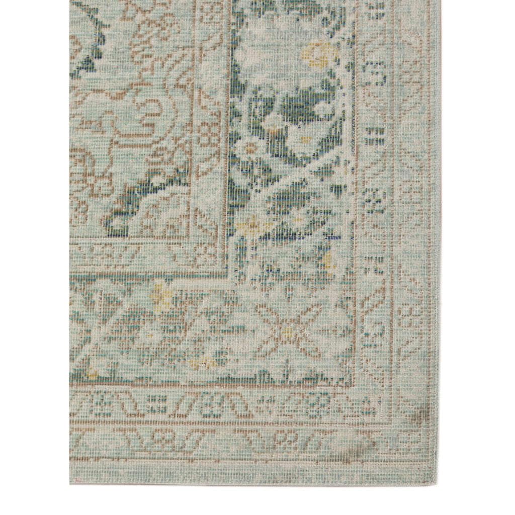 HomeRoots 532015 9 x 13 ft. Sea Green Medallion Power Loom Rectangle Area Rug