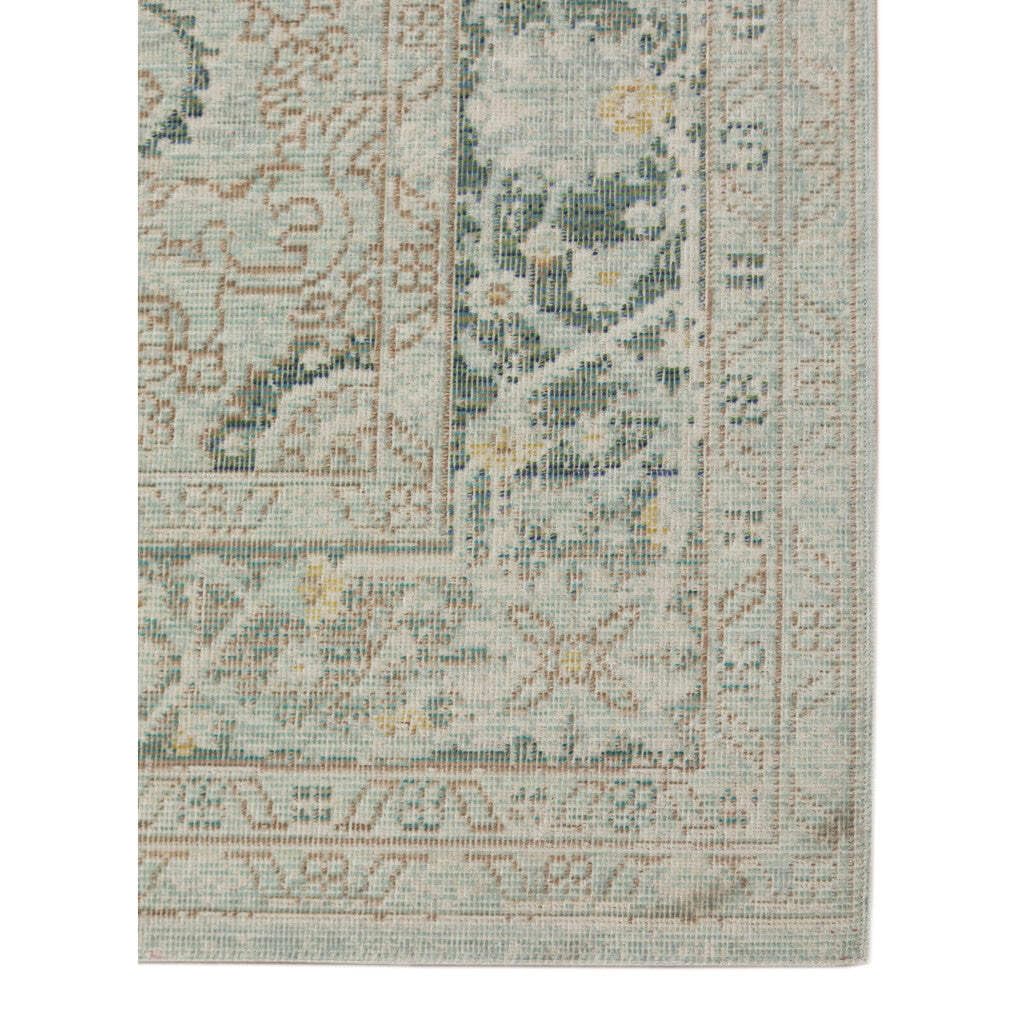 HomeRoots 532018 5 x 7 ft. Sea Green Medallion Power Loom Rectangle Area Rug