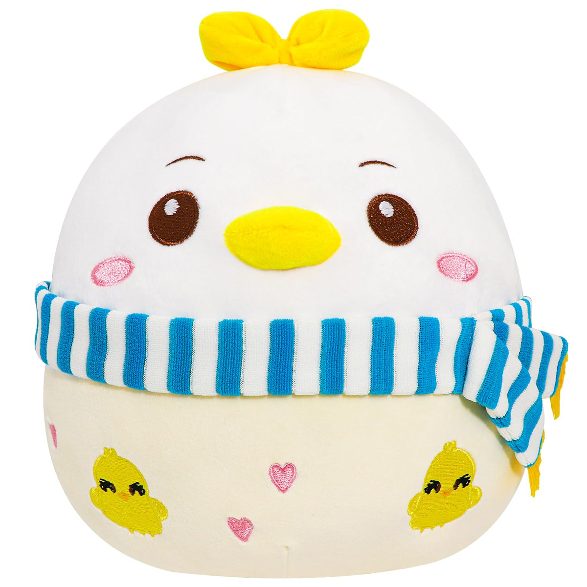 Njxqll Cute Chicken Stuffed Animal Plush Toy Pillow, A Chicken Plush Toy With Scarf And Heart Shaped Pattern Gifts For Adults An