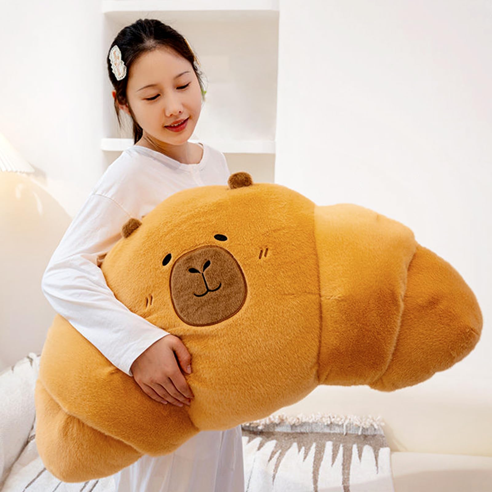 Peach Cat Croissant Capybara Plush Pillow Cute Toast Bread Stuffed Animals Soft Food Plushies Toy Gifts For Kids 19.7 '