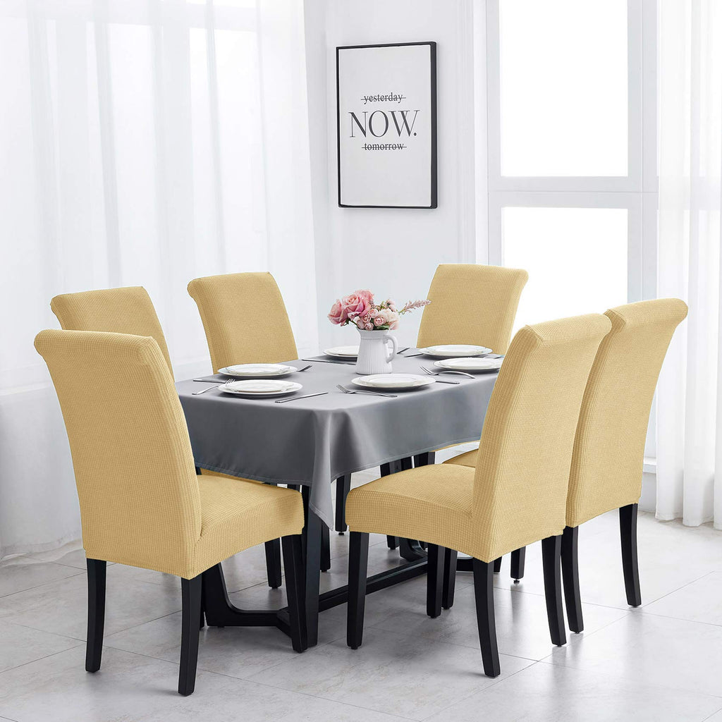 Joccun Chair Covers For Dining Room Set Of 2,Water Repellent Dining Chair Slipcovers Stretch Dining Room Chair Covers Seat Protector,Washable Parsons Chair Cover For Home,Hotel(Parmesan,2 Pack)