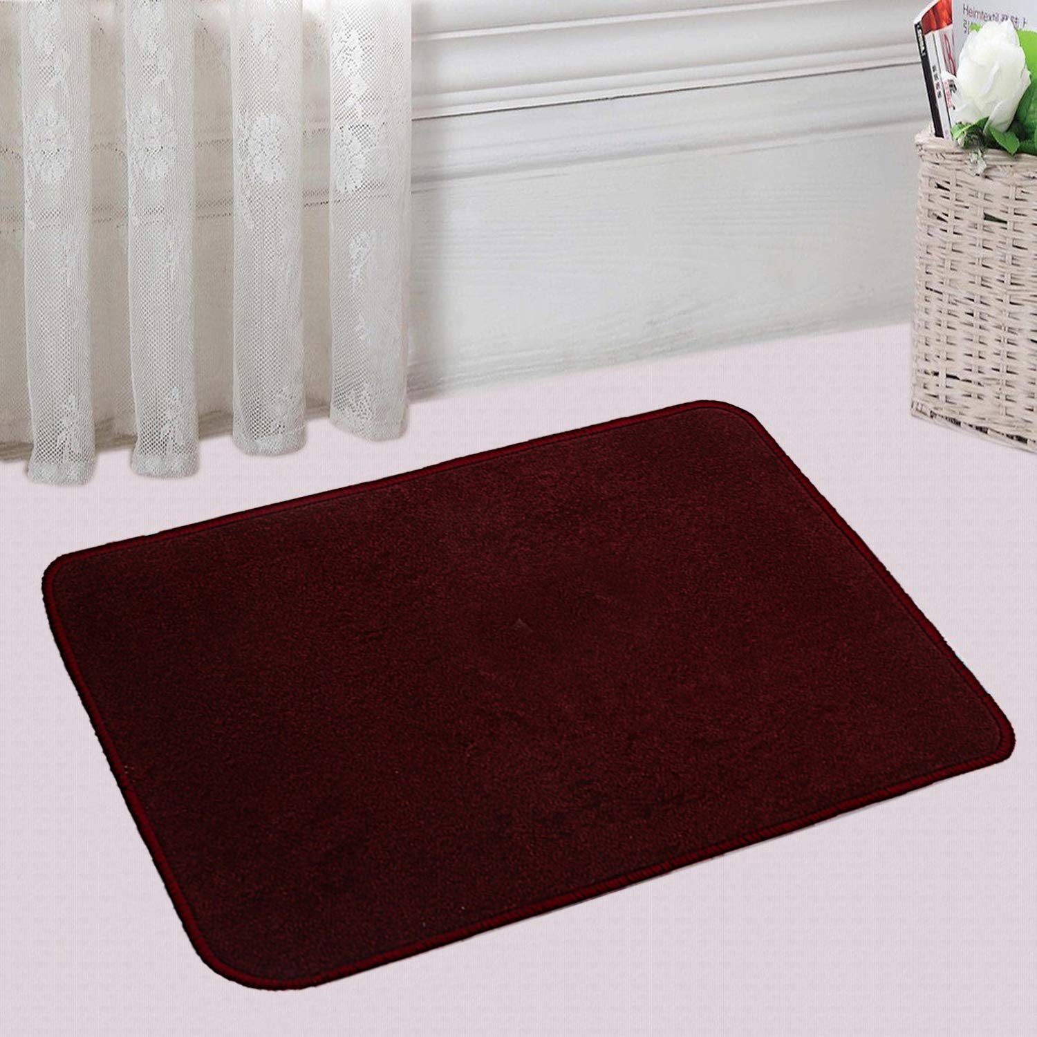 Kuber Industries Bath Mat (Maroon, Microfibre, 22x14 Inch)