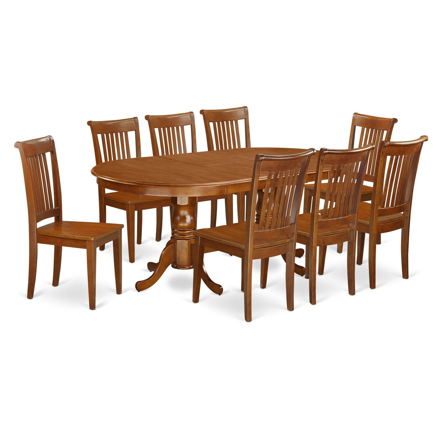 East West Furniture PLPO9-SBR-W 9 Piece Room Furniture Set Includes an Oval Kitchen Table with Butterfly Leaf and 8 Dining Chairs, 42x78 Inch