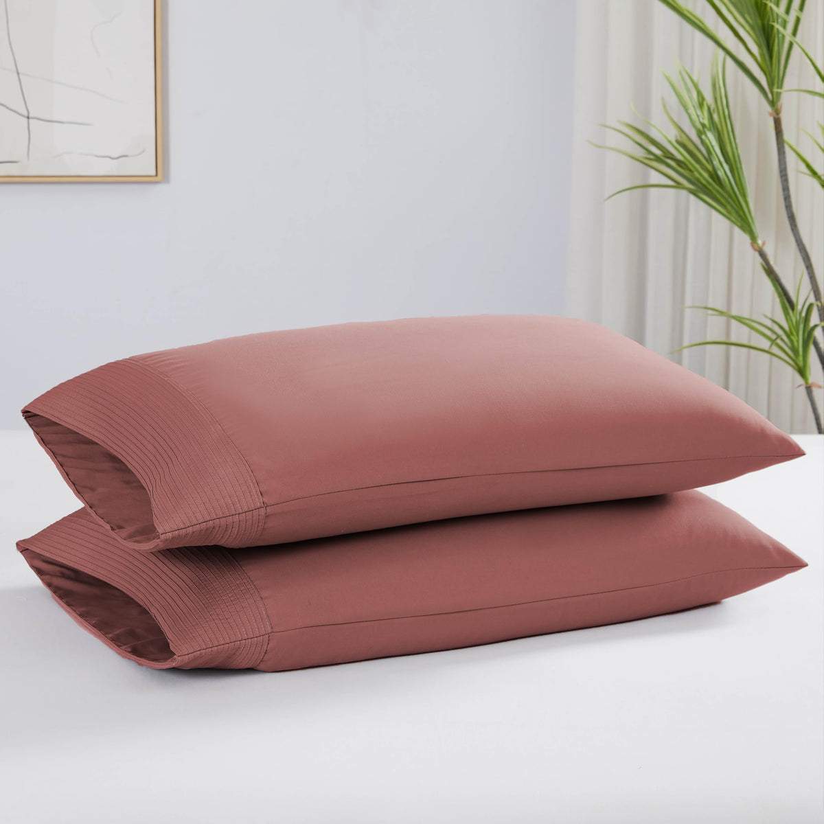 Southshore Fine Living, Inc. Pleated Pillow Cases Standard Size Set Of 2, Luxurious Brushed Microfiber Pillowcases For Full, Twi