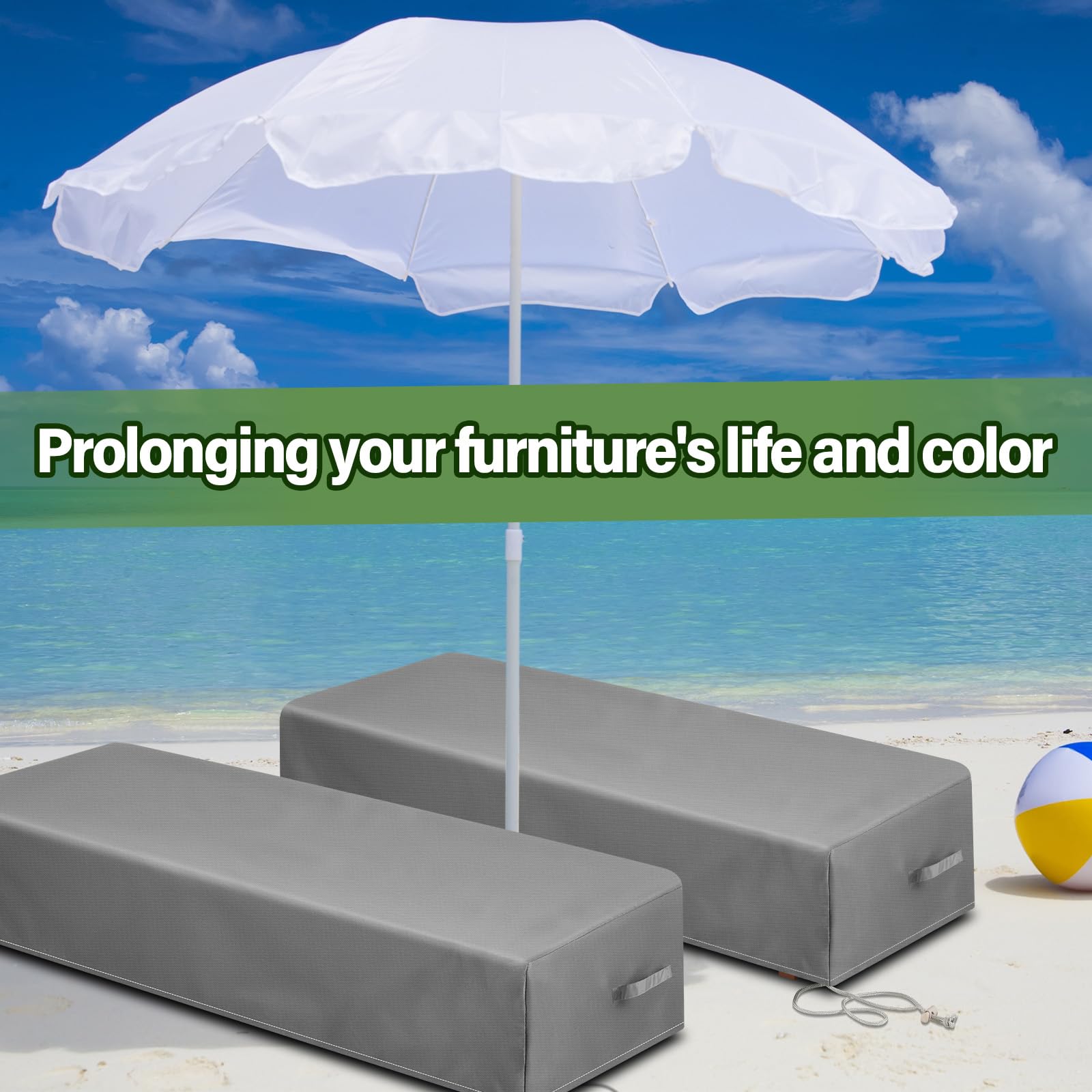 Tingjoo 1 Pcs Patio Chaise Lounge Cover Waterproof Outdoor Lounge Chair Cover 30'' D X 83'' W X 12'' H Uv Resistant Outdoor Furn