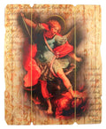 Laser Cut Wood Saint Michael The Archangel Icon Wall Plaque, 9 1/4 Inch