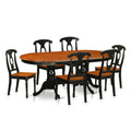 East West Furniture PLKE7-BCH-W 7 Piece Kitchen Table & Chairs Set Consist of an Oval Dining Room Table with Butterfly Leaf and 6 Dining Chairs, 42x78 Inch, Black & Cherry