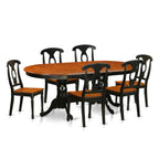 East West Furniture PLKE7-BCH-W 7 Piece Kitchen Table & Chairs Set Consist of an Oval Dining Room Table with Butterfly Leaf and 6 Dining Chairs, 42x78 Inch, Black & Cherry