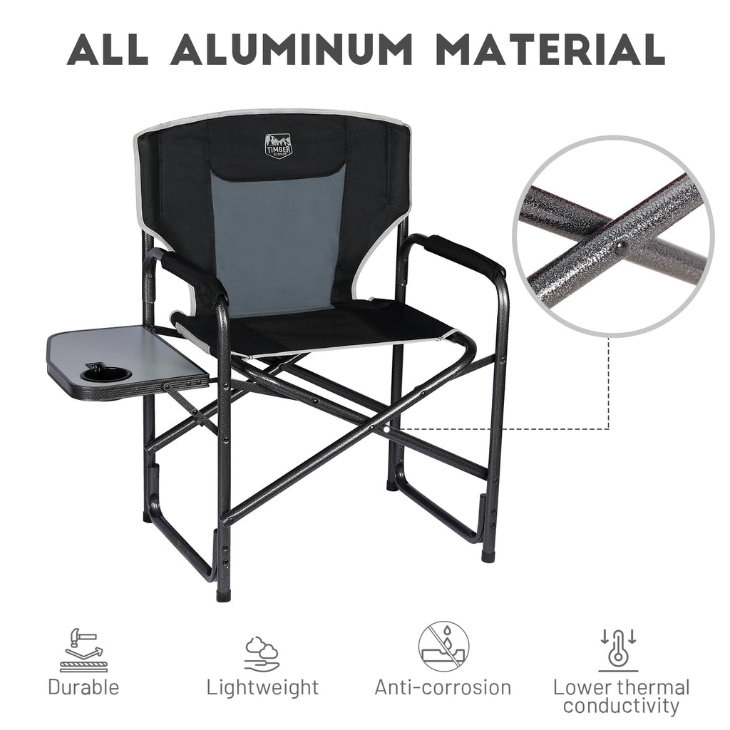 TIMBER RIDGE Lightweight Oversized Camping Chair Aluminum Black 400lbs Load Capacity