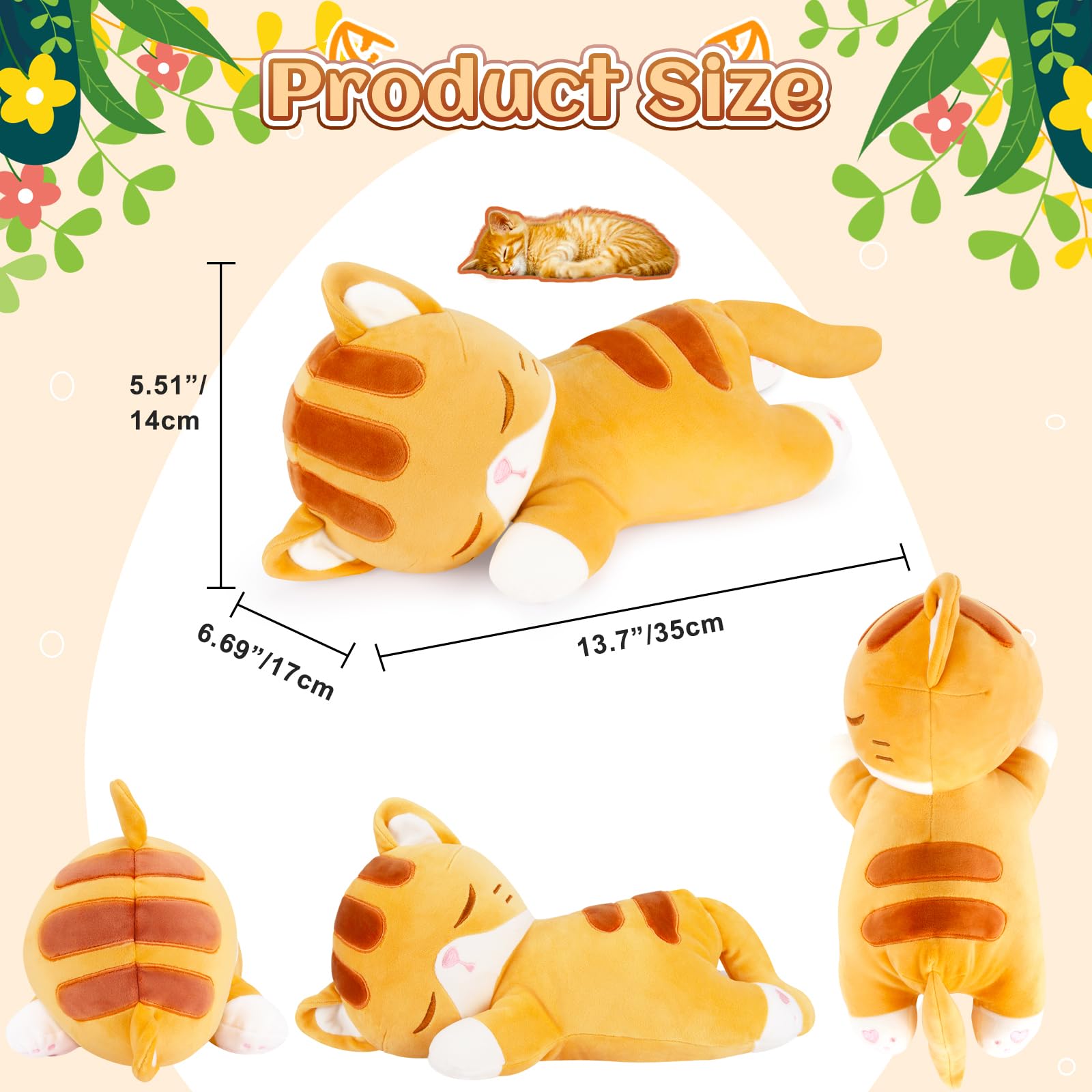 Achwishap Cat Stuffed Animal,Cat Plush Pillow,Soft Kitten Plush Kawaii Hugging Pillow,Cute Plush Toys Cuddle Plushie For Kids Ad