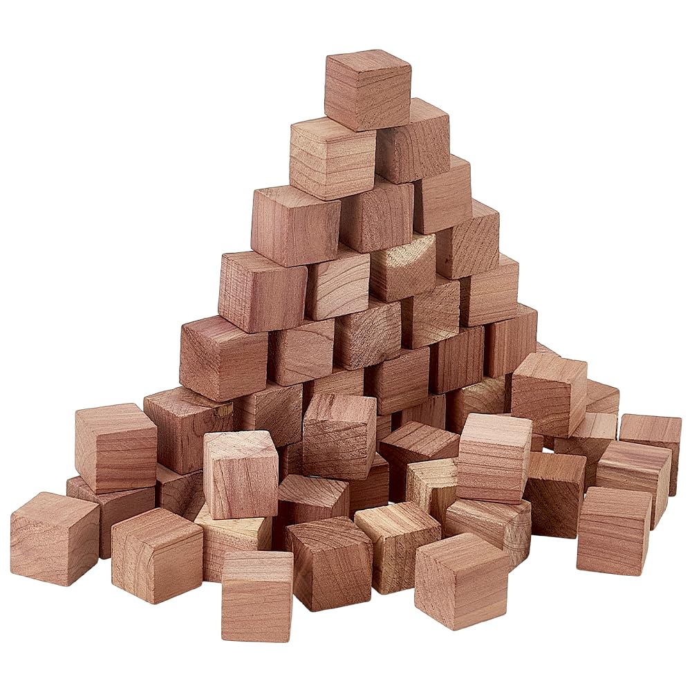 PH PandaHall 60pcs Cedar Blocks for Clothes Storage, Aromatic Red Ceder Blocks Scented Cedar Wood for Closet Drawers Wardrobe Fr