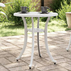 vidaXL White Cast Aluminum Outdoor/Indoor Patio Table - Round Garden Table 18.9x20.9 with Decorative Top Patterns and Sturdy Legs