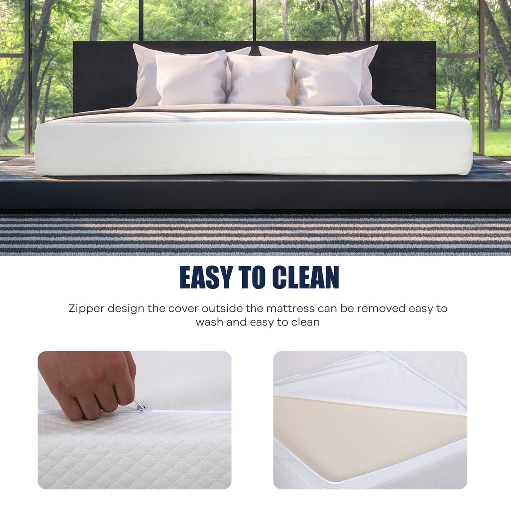 Nchanmar 10 Inch Queen Gel Memory Foam Mattress Pressure Relieving, Cooling Gel Foam, Certipur-Us Certified, Bed-In-A-Box, Press