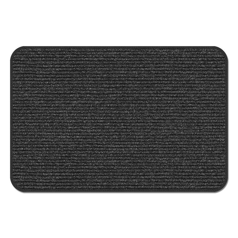 House, Home and More Skid-Resistant Heavy-Duty Door Mat - Charcoal Black - 2 Feet X 4 Feet