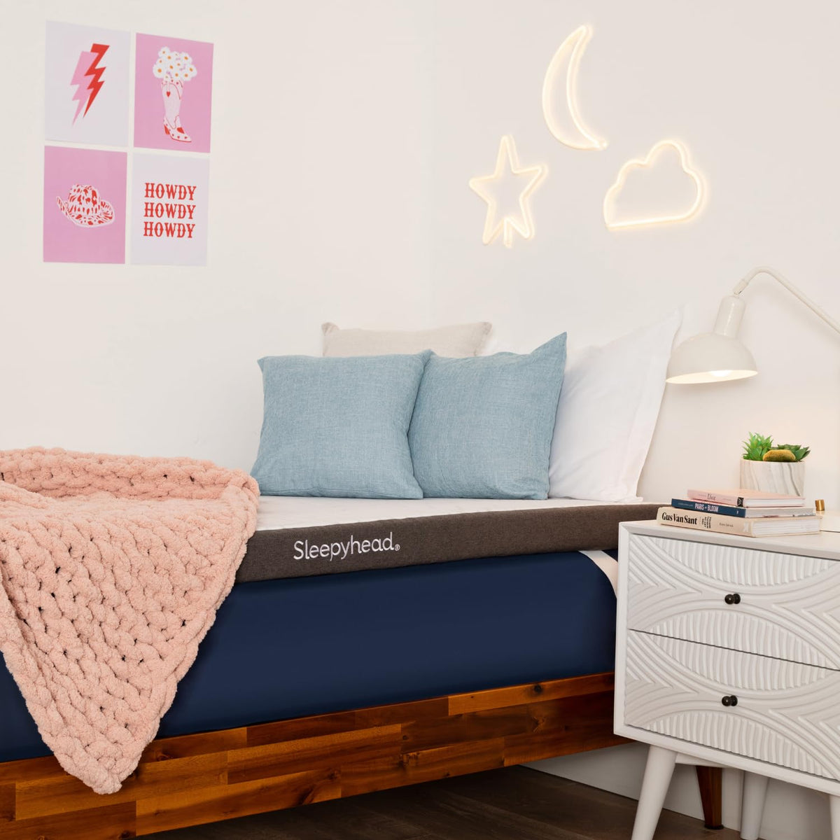 Sleepyhead Full Xl Mattress Topper, 3' Gel Memory Foam, Cooling, Washable Cover, College Dorm Room Essential