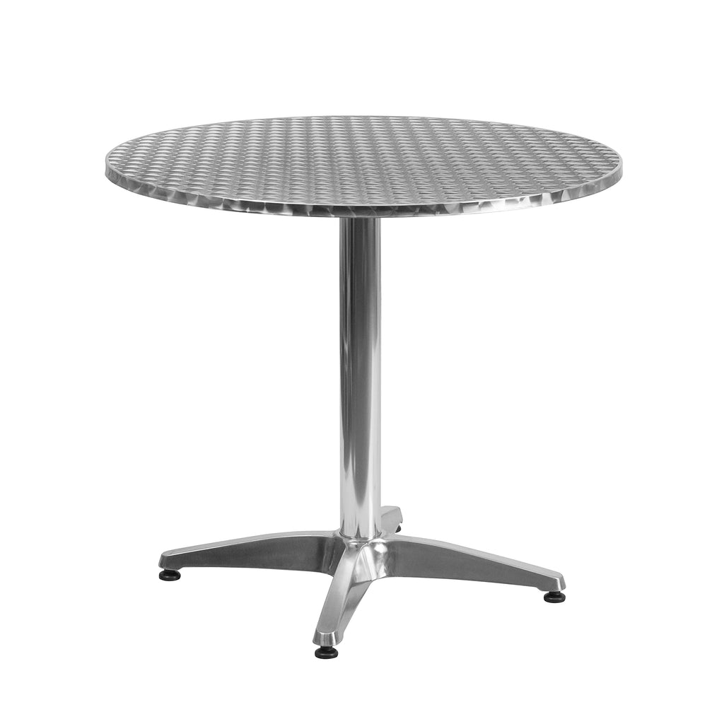 Flash Furniture Lila 31.5'' Round Aluminum Indoor-Outdoor Table Set with 2 Beige Rattan Chairs