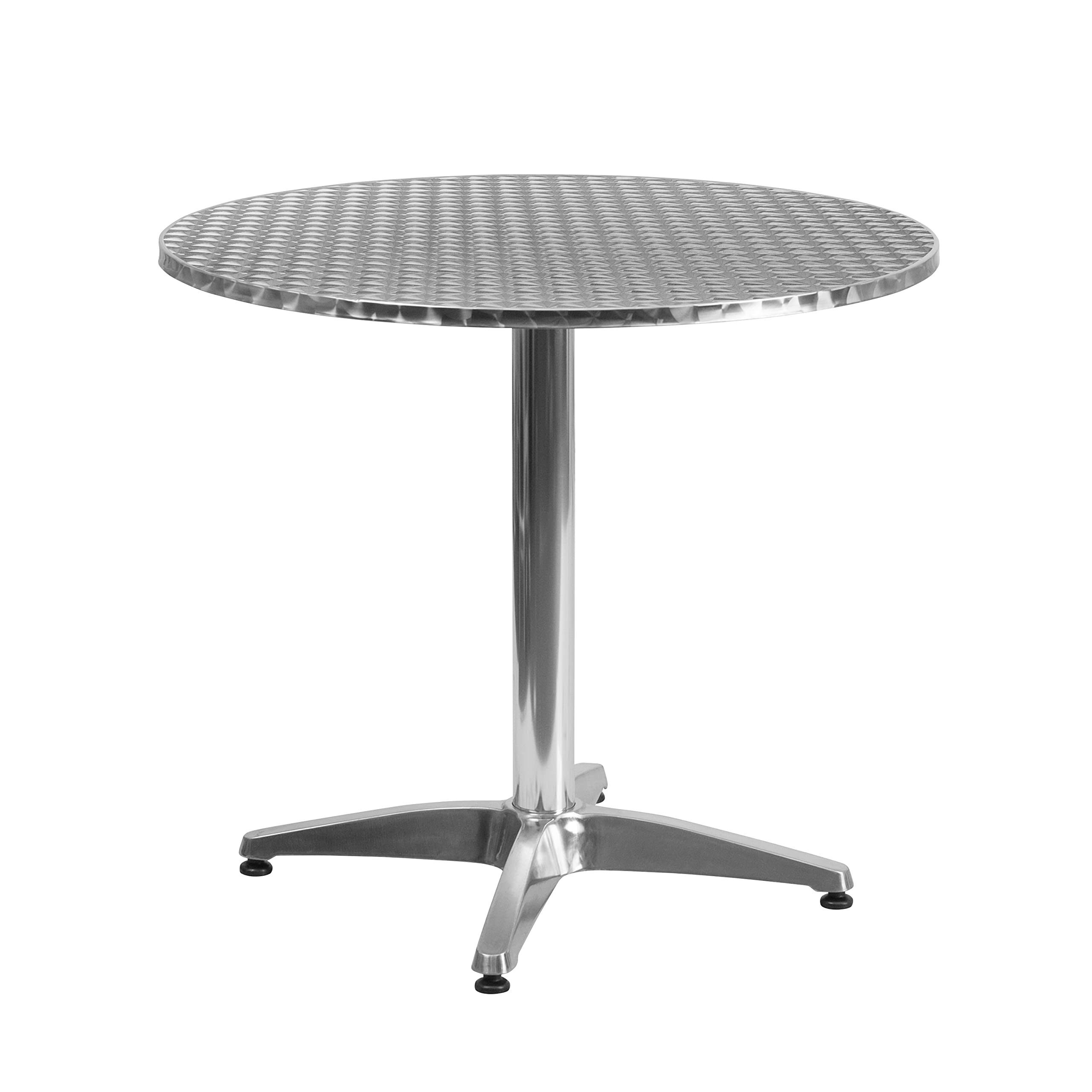 Flash Furniture 31.5'' Round Aluminum Indoor-Outdoor Table Set with 4 Beige Rattan Chairs