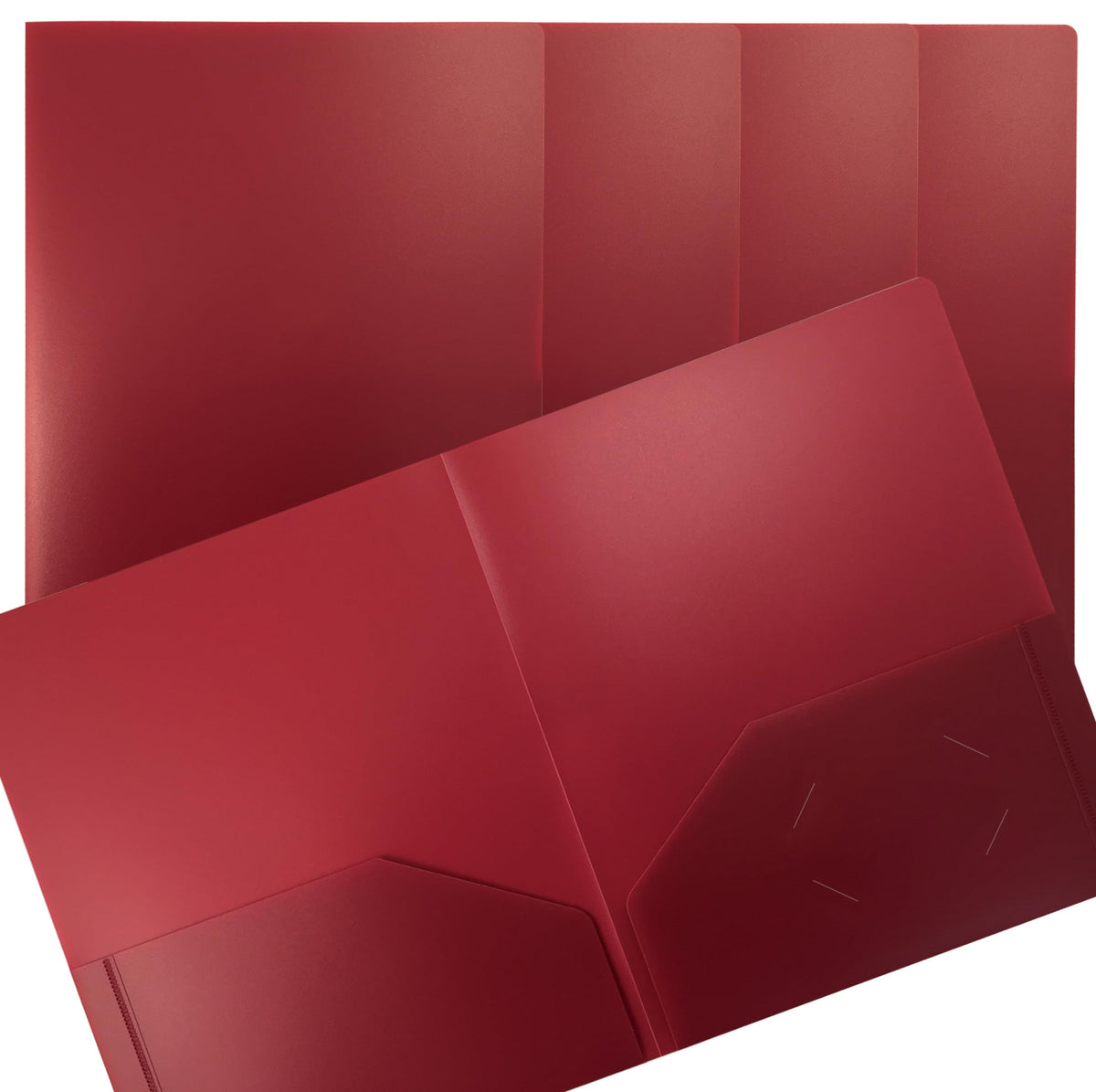 Better Office Products Heavyweight Burgundy Plastic 2 Pocket Portfolio Folder, Letter Size Poly Folders, 24 Pack, Burgundy Red
