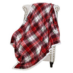 Christmas Red Buffalo Plaid Sherpa Throw Blanket, Reversible Super Soft Warm Comfy Fuzzy Snuggle Micro Fleece Plush Holiday Thro