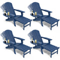 NAVINE Adjustable Adirondack Chair with Retractable Ottoman Set of 4, HDPE Folding Adirondack Chair with Cup Holder, All Weather
