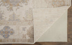 HomeRoots 514966 9 x 12 ft. Ivory Tan & Blue Floral Hand Knotted Stain Resistant Rectangle Area Rug