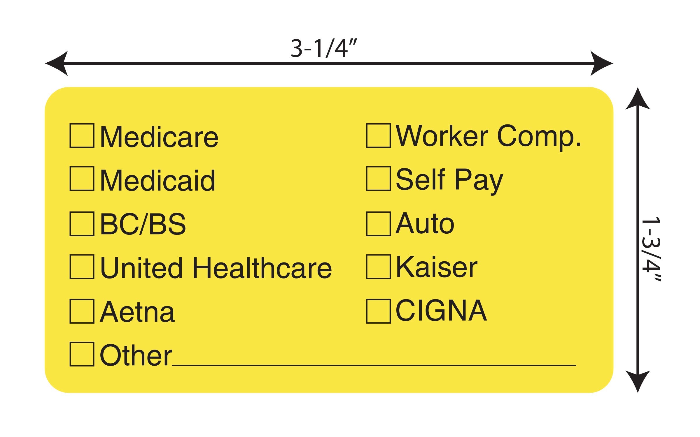 Tabbies, Tab02940, Medical Office Insurance Check Labels, 250 / Roll, Yellow